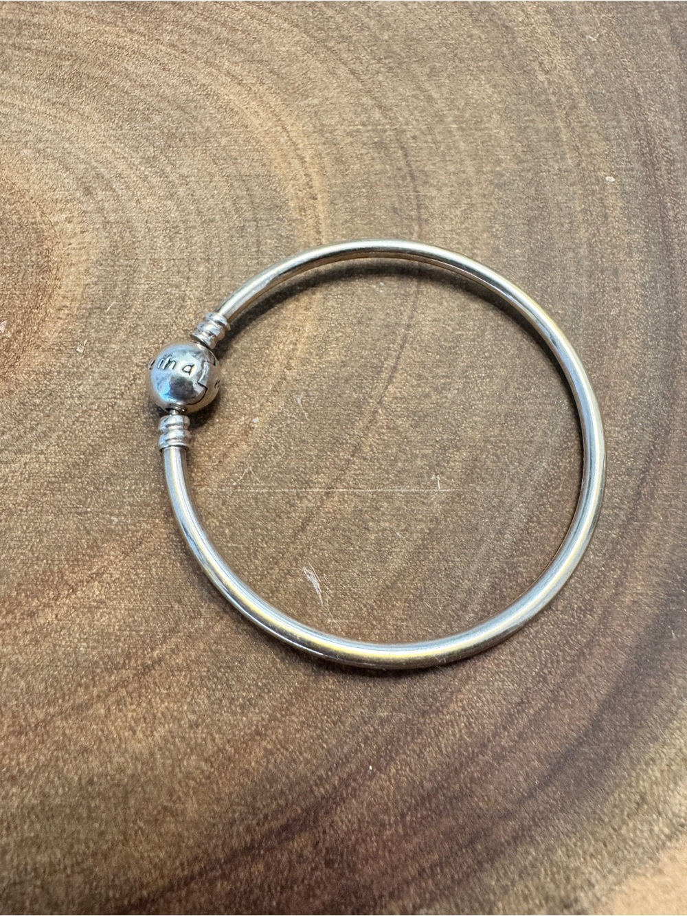 Authentic Pandora Sterling Silver Moments Logo Clasp Bangle Bracelet